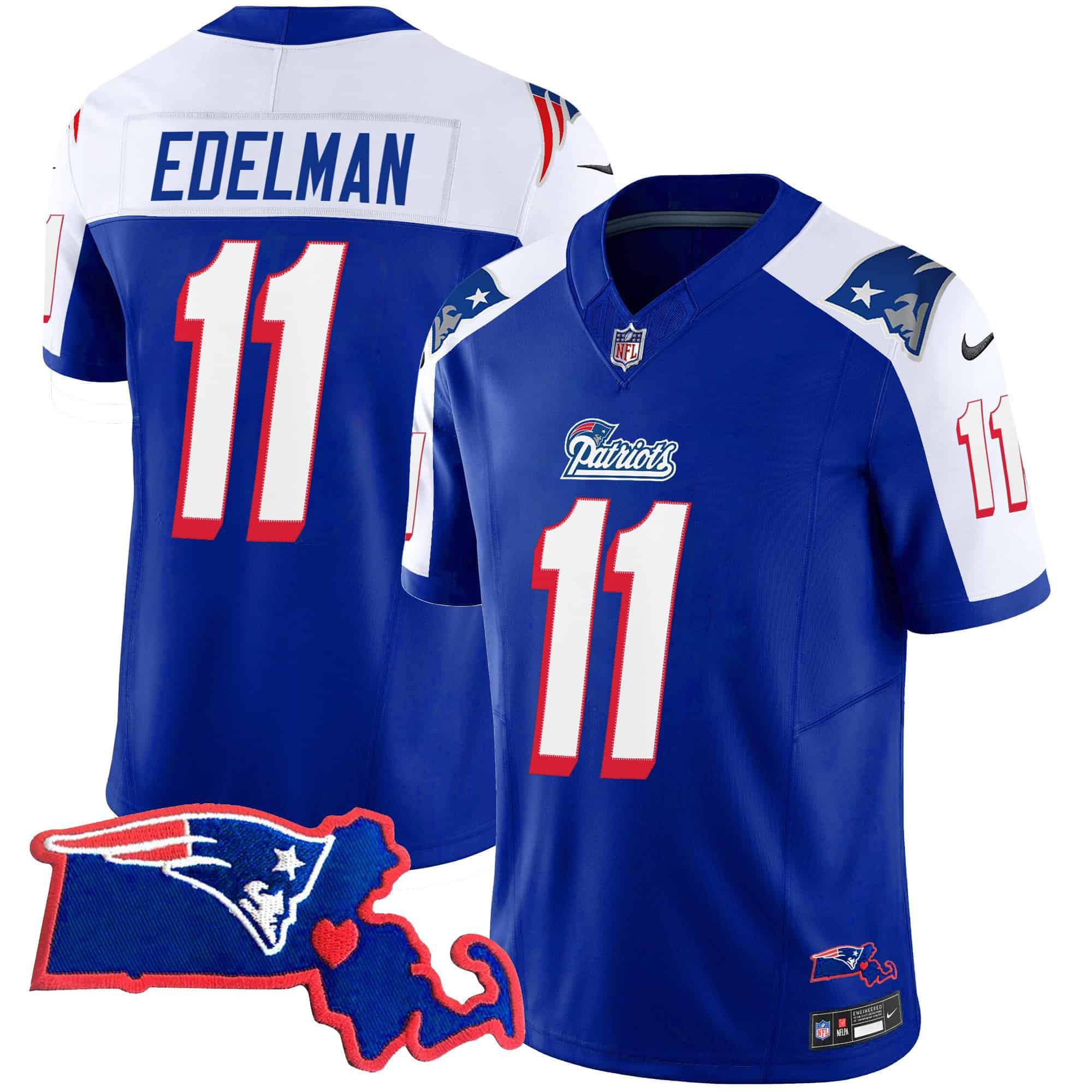 Men New England Patriots #11 Edelman Blue 2024 Nike Patch Vapor Limited NFL Jersey->indianapolis colts->NFL Jersey